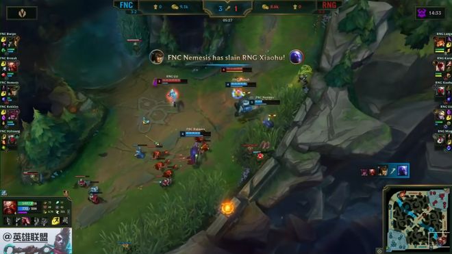 BLG力克FNC，Xiaohu团战一打五宿敌对决小组赛，留下经典瞬间的简单介绍
